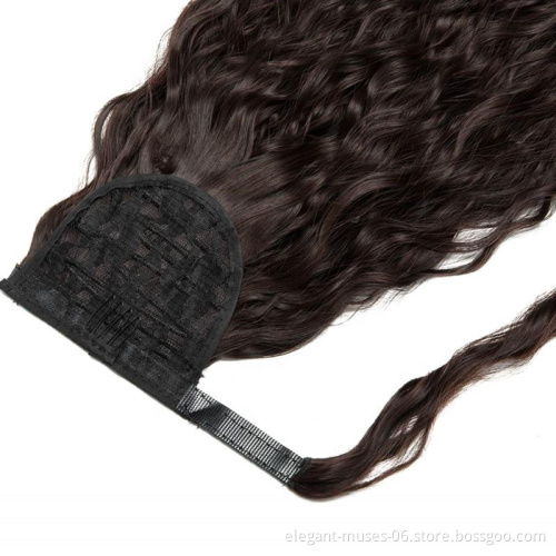 Aodale Hair Long Natural Wave Ponytail Clip In Synthetic Ponytail Heat Resistant Fiber Hair Extension Wrap Round Hairpiece